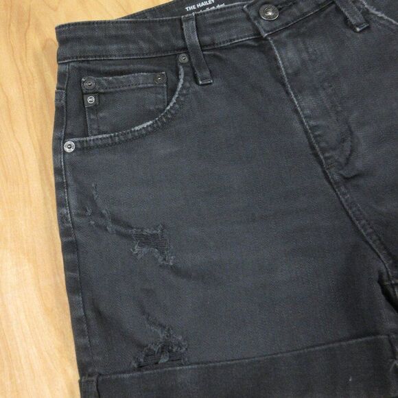 AG ADRIANO GOLDSCHMIED Hailey Ex Boyfriend Roll Up Jean Shorts Size 27 Blk Denim - Picture 3 of 15